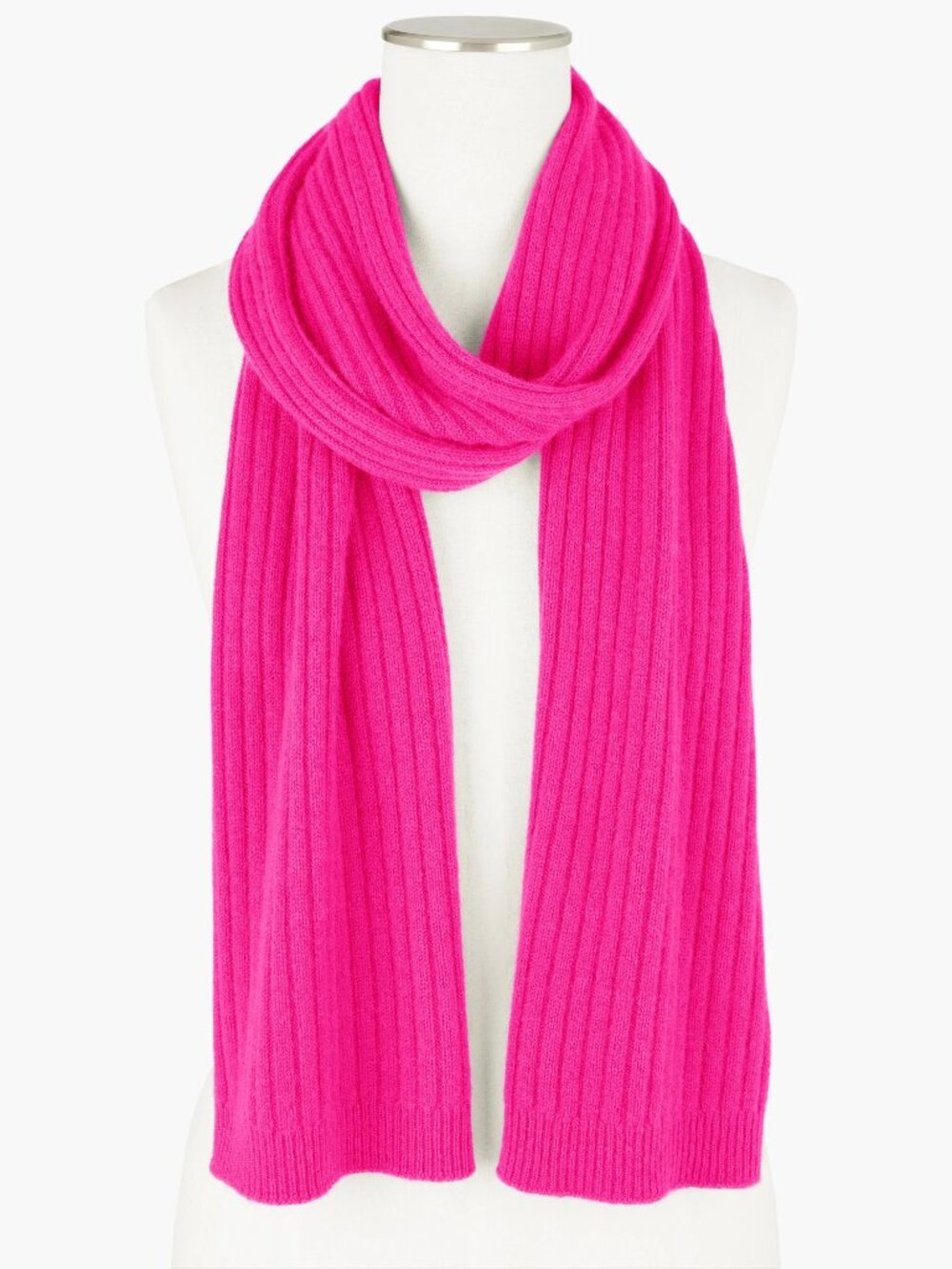 NWOT Talbots Ribbed Cashmere Scarf HOT PINK